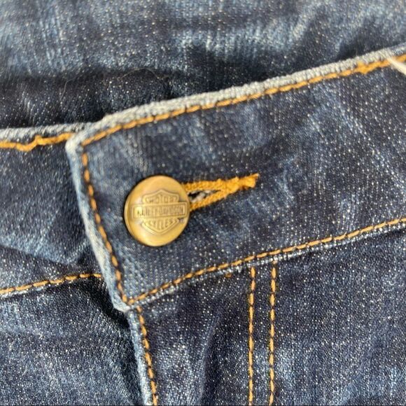 Harley Davidson blue jeans denim pants 10 long EUC bootcut low rise - Picture 4 of 16